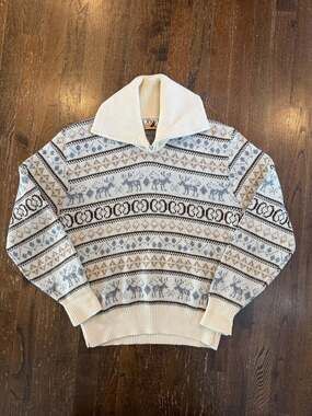 Vintage Lobo by Pendleton 100% Virgin Wool Reindeer Fair Isle Knit Skirt